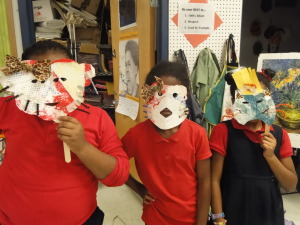 Monotype masks with collage