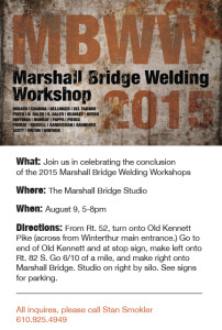 Invite to Marshall Bridge Welding Workshop celebration on Sunday, August 9, 2015