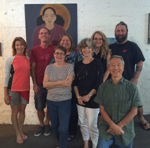 Group photo of Art of Peace taken at The Pegge Hopper Gallery in Honolulu.