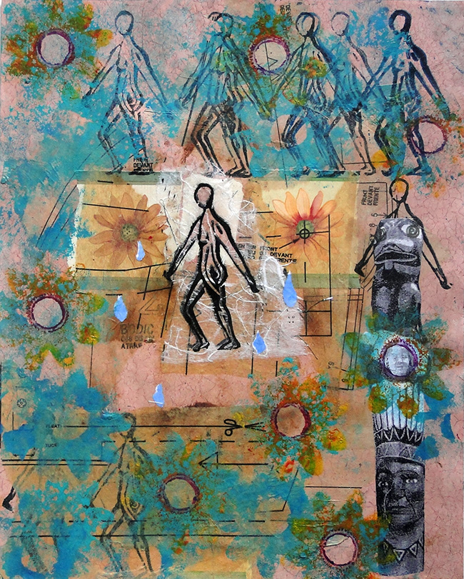 Mixed media collage print on paper