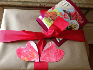 Photo of wrapped box with hearts