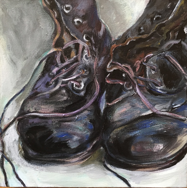 Painting from Shoe Portrait Series, army boots, commission